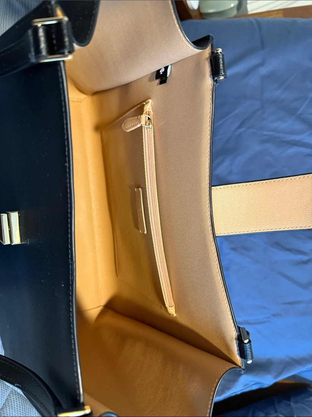 Kate Spade Black Structured Leather Work Bag with Gold Hardware